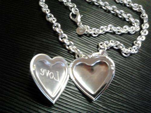 "Heart Locket" Necklace & Bracelet set, 925 silver