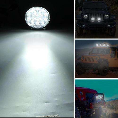 48W Round SUV Spotlight Waterproof 14 LED Spot Work Light Off-road Truck Fog Lamp