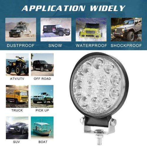 48W Round SUV Spotlight Waterproof 14 LED Spot Work Light Off-road Truck Fog Lamp