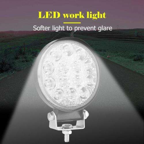 48W Round SUV Spotlight Waterproof 14 LED Spot Work Light Off-road Truck Fog Lamp