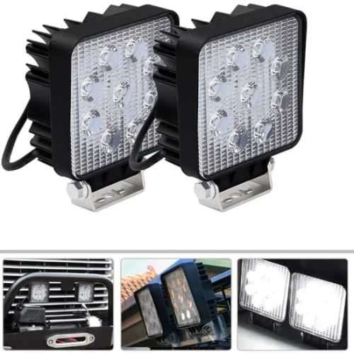 4` Square Led Work Light Bar 27w Driving Pods Flood Beam Work Lamp