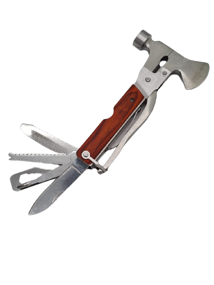 Multifunctional Pocket Knife Tool Hammer Plier Set With Wooden Handle