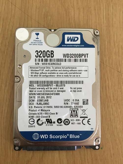 WD Scorpio Blue 2.5 Laptop Harddrive 320GB