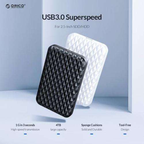 White Orico HDD Enclosure for 2.5inch harddrives or SSD`s