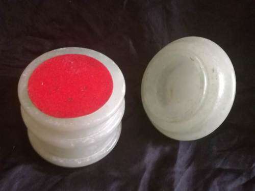 Green alabaster trinket jar with lid/candle holder