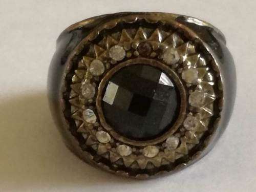 Vintage Black Diamanté Encrusted Ring