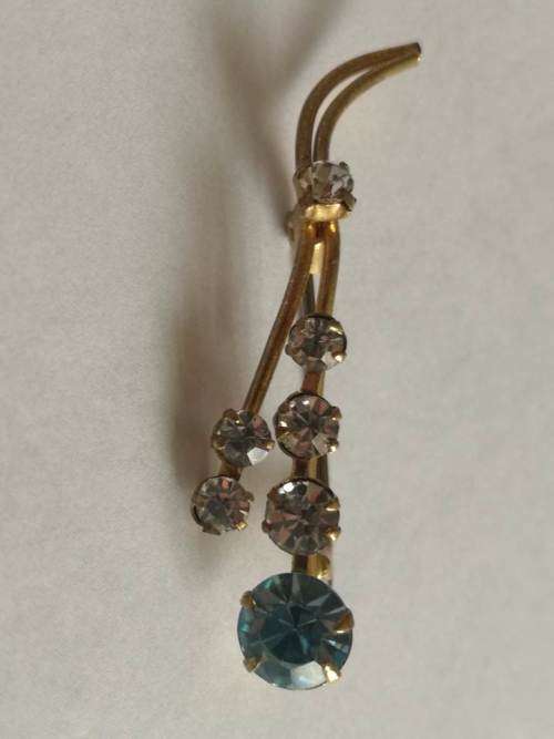 1960`s - Elegant blue and white glass brooch