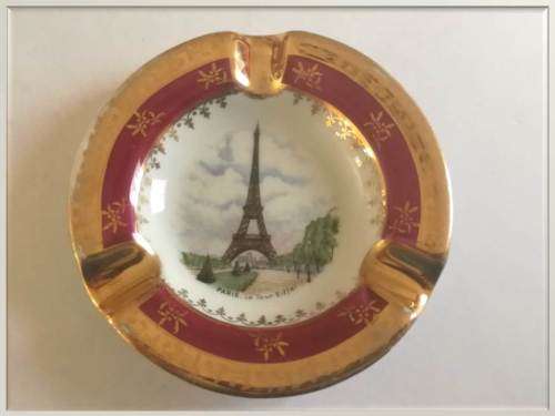 Jean Feuilade  `JF` Limoges `Paris - la Tour Eiffel` gilt ashtray