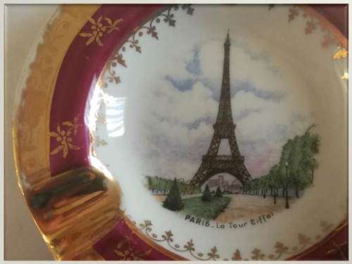 Jean Feuilade  `JF` Limoges `Paris - la Tour Eiffel` gilt ashtray