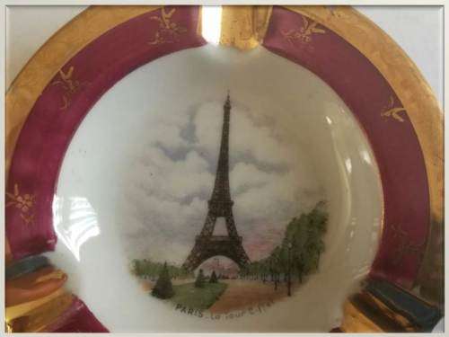 Early 1900`s Limoges `Paris - la Tour Eiffel` gilt ashtray