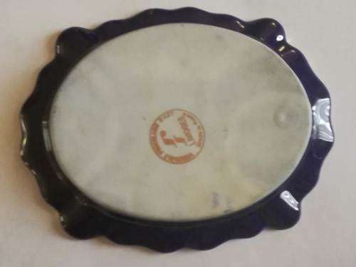 Limoges oval cobalt blue and gilt  `Courting Couple` ashtray