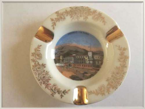 Mid 20th century Limoges ` Monaco  - le Palais` gilt ashtray