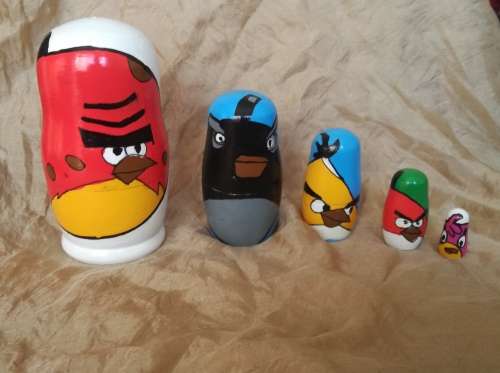 5 Piece nesting dolls - Angry Birds themed