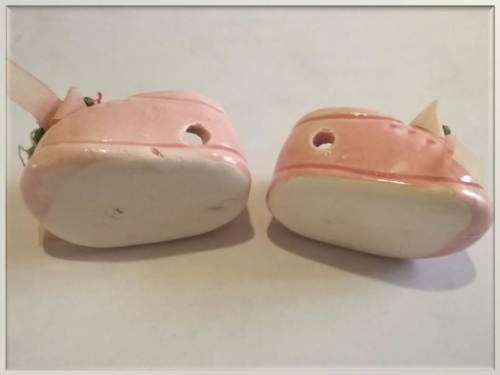 Miniature Pink Porcelain Shoes with Flower Laces