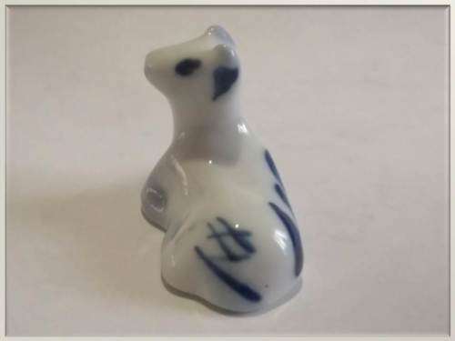 Miniature vintage Delft style porcelain cow