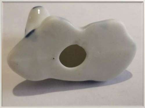 Miniature vintage Delft style porcelain cow