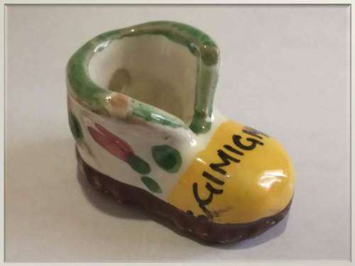 Miniature Italian ceramic - S Gimignano  -  yellow boot