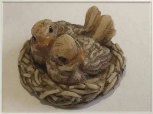 Miniature Resin Baby Birds in Nest