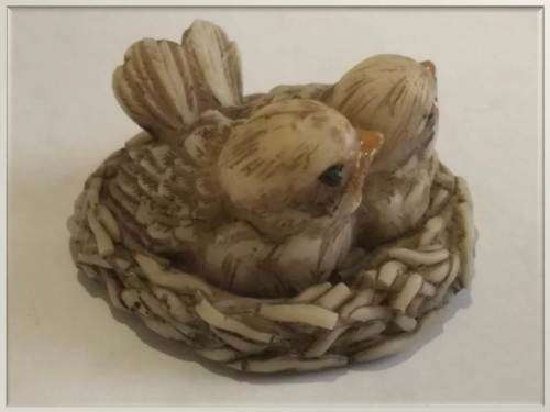 Miniature Resin Baby Birds in Nest