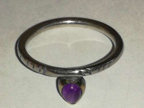 Silver purple stone ring