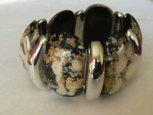 Vintage gold and silver speckled bangle