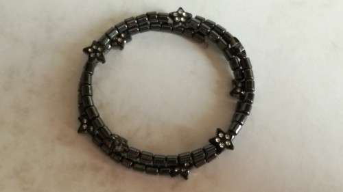 Flower charcoal tone wrap around  bracelet