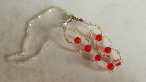 2 Piece - Orange and Transparent Beads + Plastic Beads Bracelet