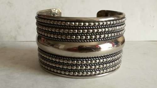 Broad Silver Cuff Bangle