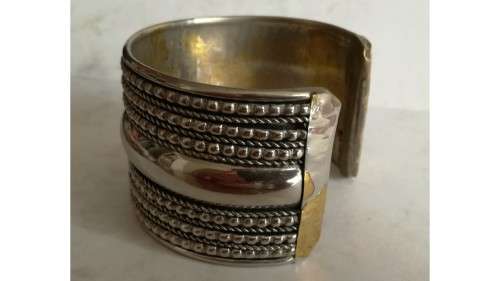 Broad Silver Cuff Bangle