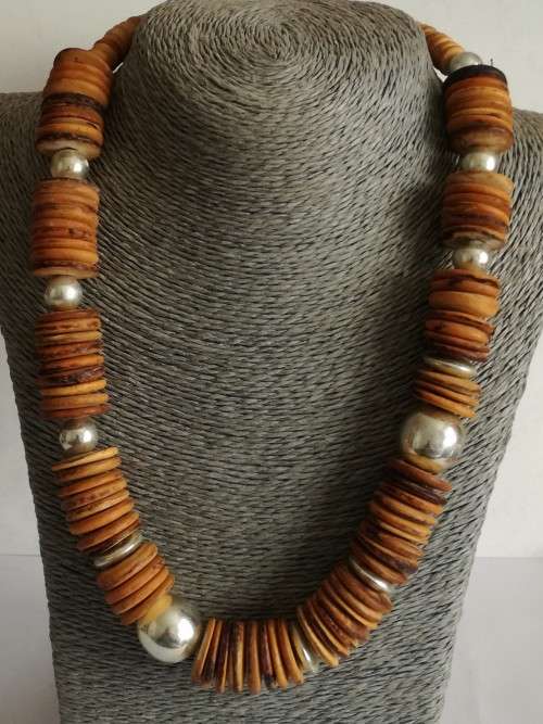 Orange Brown Bead Necklace