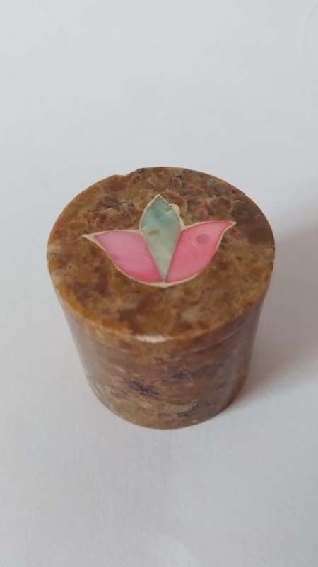 Small Stone Trinket Box With Colourful Inlay