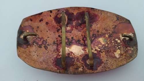 Vintage maroon, black and copper tone metal buckle