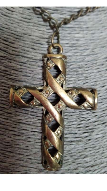 Brass cross necklace
