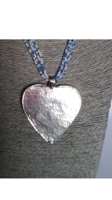 Violet/Blue beaded heart necklace