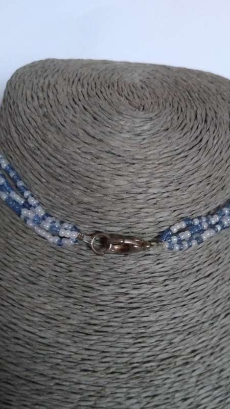 Violet/Blue beaded heart necklace