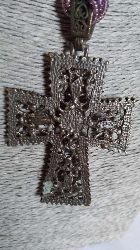Purple cross necklace