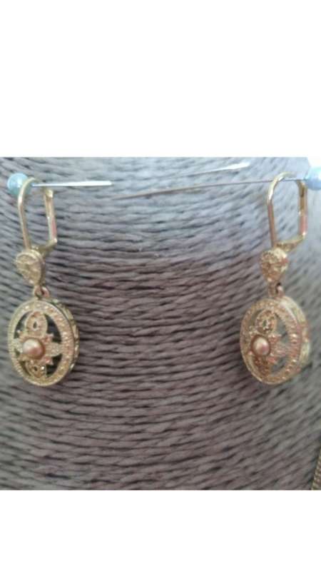 2 Piece -  Gold tone necklace and earnings