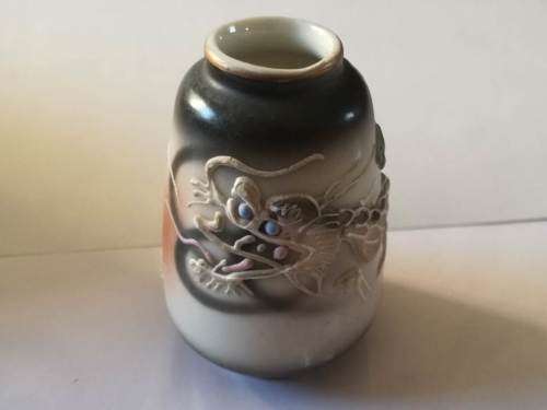 Mid 20th Century - Lamode fine China hand painted - embossed chinese dragon cylinder vase