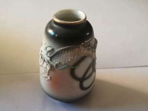 Mid 20th Century - Lamode fine China hand painted - embossed chinese dragon cylinder vase
