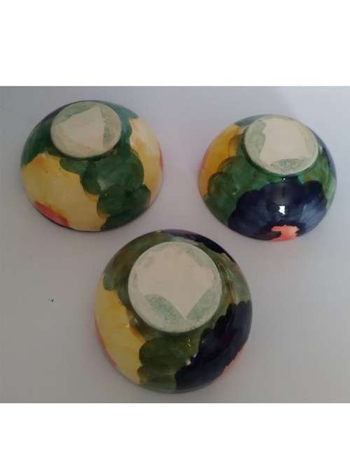 3 Small Colourful Pottery Bowls