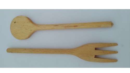 Vintage decorative Budapest hand painted wooden salad server