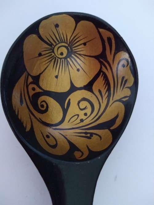 Khokhloma Russian folk hand painted spoon