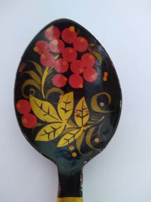 Khokhloma Russian folk hand painted spoon