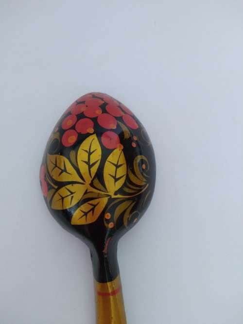 Khokhloma Russian folk hand painted spoon