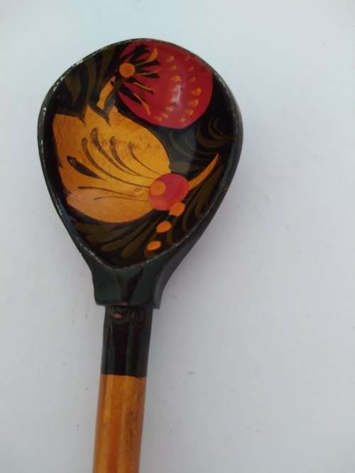 Khokhloma Russian folk hand painted spoon
