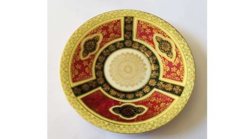 Set of 4 #87 - gilt, green and red saucers