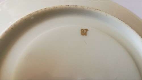 Set of 4 #87 - gilt, green and red saucers