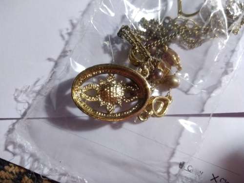 2 Piece -  Gold tone necklace and earnings