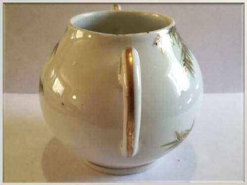 Set of 2 pieces - Japanese palm themed gilt sugar pot + tea pot