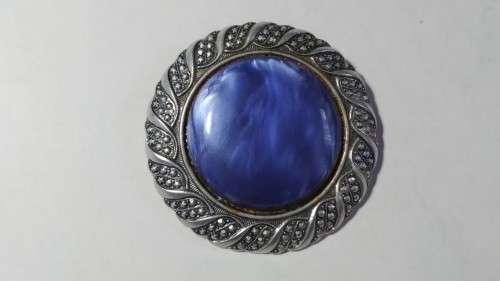 Blue & silver tone brooch